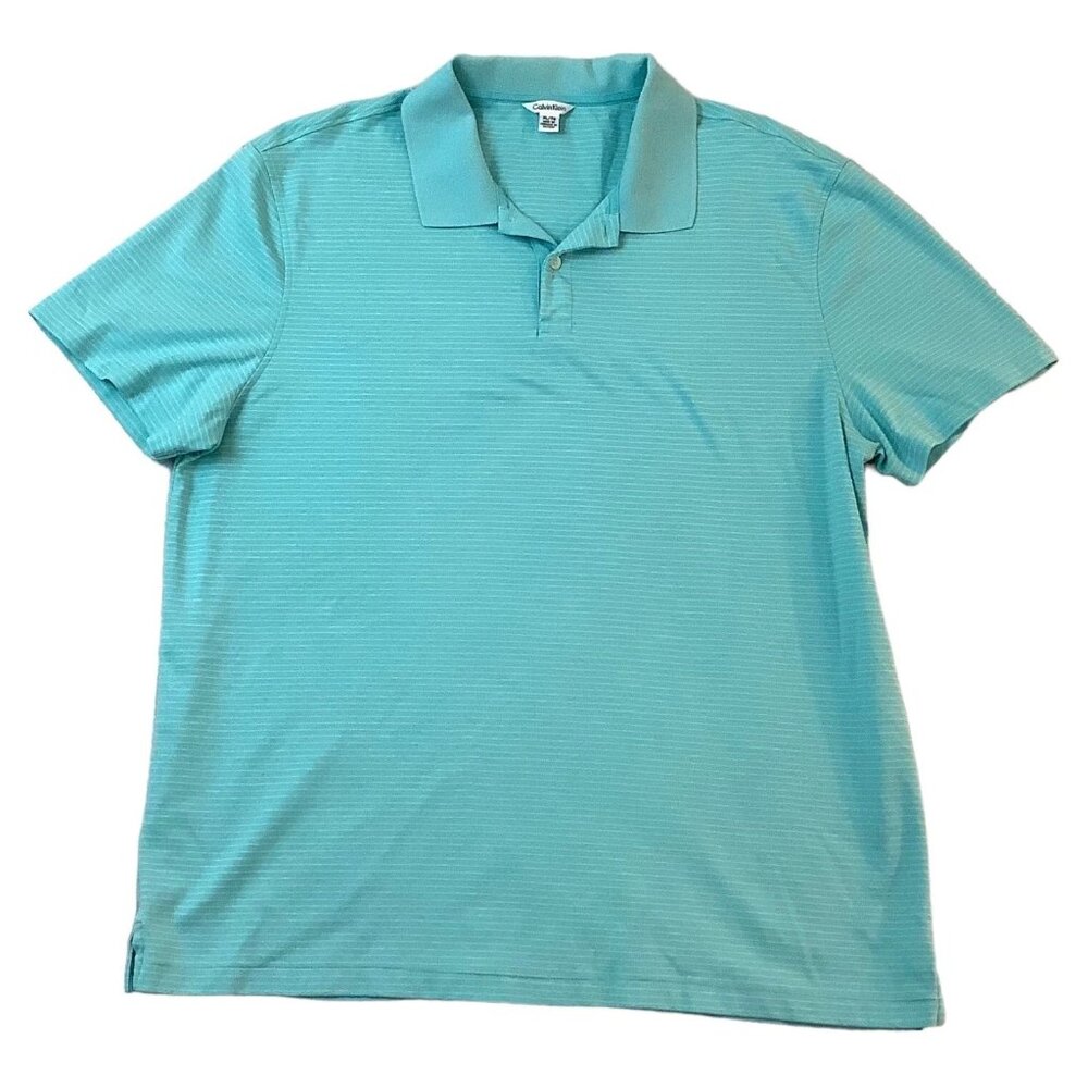 Calvin Klein Short Sleeve Golf Polo Blue Shirt Mens Size XL Cotton